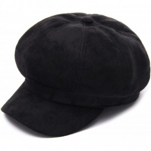 Newsboy Caps Women Corduroy- Newsboy Cap Cabbie Painter Beret Cloche Cotton Visor Hats - Black - CA188ML8W60 $11.54