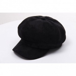 Newsboy Caps Women Corduroy- Newsboy Cap Cabbie Painter Beret Cloche Cotton Visor Hats - Black - CA188ML8W60 $11.54