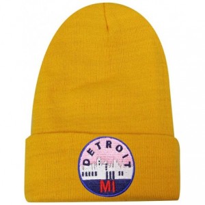 Skullies & Beanies Sk901 Detroit Patch Basic Winter Ski Beanie Hat - Gold - CO186EIH0ON $11.74