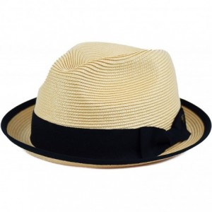 Fedoras Mens Summer Fedora Hat Poly Braid Bound Edge Crushable Porkpie Hat - Natural - C418E37CWYU $16.08