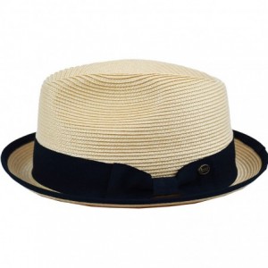 Fedoras Mens Summer Fedora Hat Poly Braid Bound Edge Crushable Porkpie Hat - Natural - C418E37CWYU $16.08