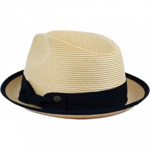 Fedoras Mens Summer Fedora Hat Poly Braid Bound Edge Crushable Porkpie Hat - Natural - C418E37CWYU $16.08