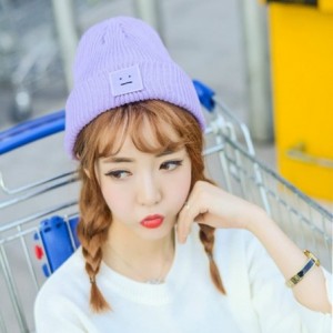 Skullies & Beanies Women's Winter Wool Cap Hip hop Knitting Skull hat - Expression Gray - CI12O79BVE8 $9.72