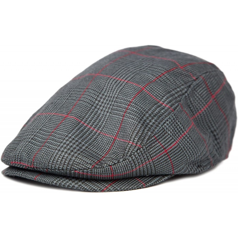 Newsboy Caps Plaid Pattern Ivy Driver Hunting Flat Newsboy Hat (Dark Grey) - CY11TVN1UEJ $9.25