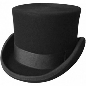 Fedoras Men's 100% Wool Top Hat Satin Lined Party Dress Hats Derby Black Hat - Black - C7185U86HG9 $32.34