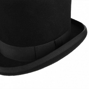 Fedoras Men's 100% Wool Top Hat Satin Lined Party Dress Hats Derby Black Hat - Black - C7185U86HG9 $32.34