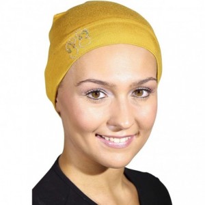 Skullies & Beanies Womens Soft Sleep Cap Comfy Cancer Hat with Studded Flip-Flops Applique - Mustard - CO12NABIB0F $13.24