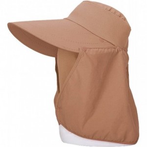 Sun Hats Women Sun Flap Cap Wide Brim Fishing Hat with Removable Face Mask & Neck Flap UPF 50+ - Khaki - CU194EW9DUA $12.15