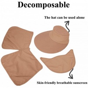 Sun Hats Women Sun Flap Cap Wide Brim Fishing Hat with Removable Face Mask & Neck Flap UPF 50+ - Khaki - CU194EW9DUA $12.15