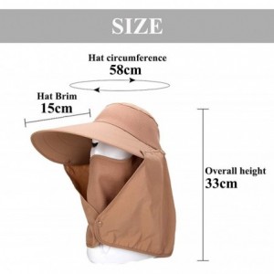 Sun Hats Women Sun Flap Cap Wide Brim Fishing Hat with Removable Face Mask & Neck Flap UPF 50+ - Khaki - CU194EW9DUA $12.15