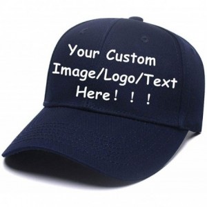 Baseball Caps Men Women Sports Hat Add Your Personalized Design Adjustable Baseball Caps - Navy Blue - CG18G45X4OT $12.06