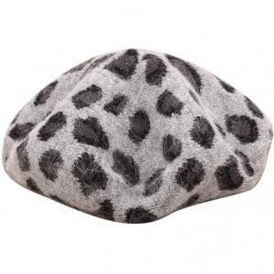 Berets Women's Retro Leopard Artist Beret - Gray - C218A5G3GDO $15.02