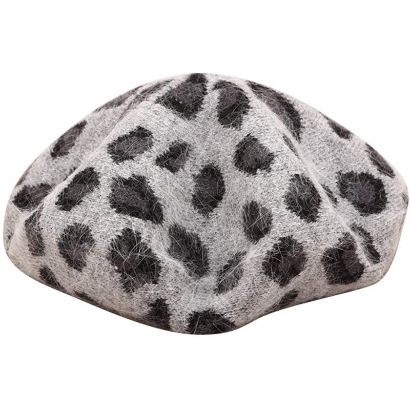 Berets Women's Retro Leopard Artist Beret - Gray - C218A5G3GDO $15.02