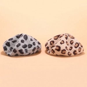 Berets Women's Retro Leopard Artist Beret - Gray - C218A5G3GDO $15.02