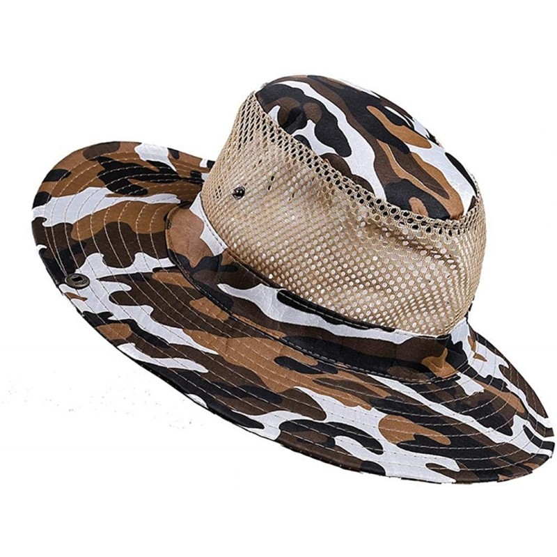 Sun Hats Men Summer Outdoor Sun Protection Military Camo Fishing Boonie Hat Mountaineering Hat Sun Hats - Coffee - CJ18TIHNM8...