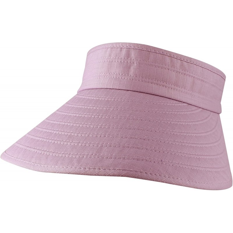 Visors Women's Cotton Roll Up Wide Brim Sun Visor Hat - Lavender - C411MF6OYP1 $11.03