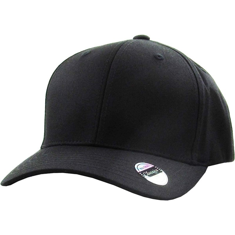 Baseball Caps Blank Stretch Mesh Back Cotton Twill Fitted Hat Spandex Headband - (Classic) Black - CE17WX2X698 $11.64