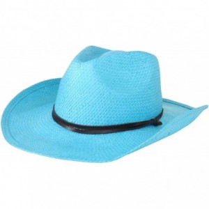Cowboy Hats Women's Soft Toyo Paper Cowboy Hat - Turquoise - C71171D08DP $21.19