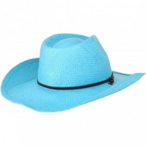 Cowboy Hats Women's Soft Toyo Paper Cowboy Hat - Turquoise - C71171D08DP $46.12