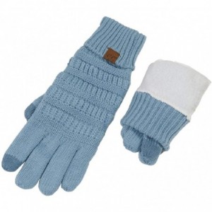 Skullies & Beanies Sherpa Lining Winter Warm Knit Touchscreen Texting Gloves - 2 Tone Fuschia 24 - C318Y6H66T7 $13.93