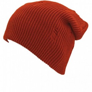 Skullies & Beanies Frayed Torn Vintage Style Long Slouch Beanie - Orange - C41283MZJCR $11.70