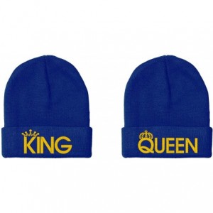 Skullies & Beanies King & Queen- Couple Matching- Warm & Stylish 12 inch Long Unfolded Beanie - Navy - CU18LN75Z67 $19.80