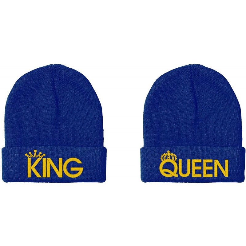 Skullies & Beanies King & Queen- Couple Matching- Warm & Stylish 12 inch Long Unfolded Beanie - Navy - CU18LN75Z67 $19.80