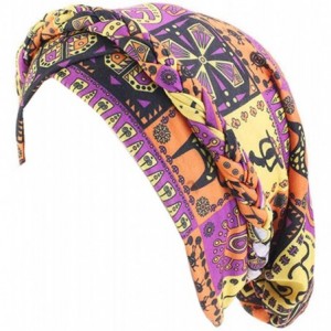 Skullies & Beanies Womens African Style Braided Dreadlock Hat Bandanas Headwear Cap Turban Chemo Cap - Purple - CC18UZ8I8RT $...