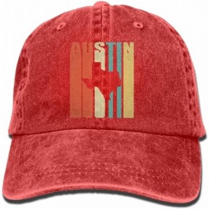 Baseball Caps Unisex Adjustable Cotton Denim Baseball Cap Vintage Austin Texas Hiphop Cap - Red - CZ18IW38U47 $12.29