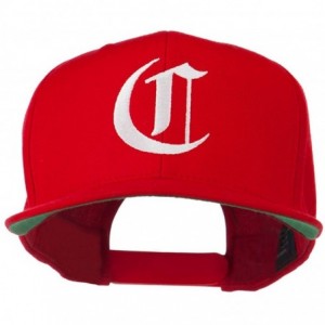 Baseball Caps Large Old English C Embroidered Flat Bill Cap - Red - CX11MJ3MWNB $22.23