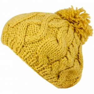 Berets Women Winter Warm Ski Knitted Crochet Baggy Skullies Cap Beret Hat - Br1663gold - CX187GCEII9 $9.05
