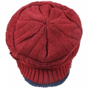 Skullies & Beanies Men Beanies Hat Winter Thick Warm Knit Skull Cap Hat Scarf Set - Wine Red - C918IOARTWZ $11.49