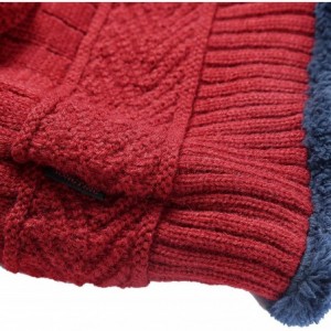 Skullies & Beanies Men Beanies Hat Winter Thick Warm Knit Skull Cap Hat Scarf Set - Wine Red - C918IOARTWZ $11.49