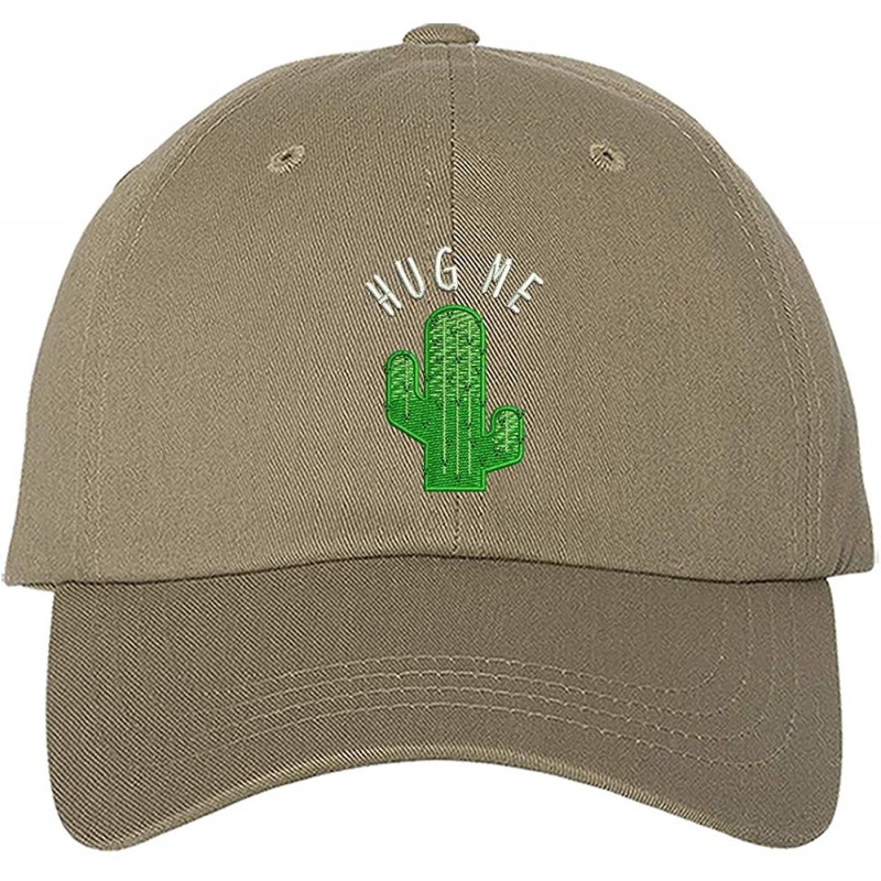 Baseball Caps Hug Me Cactus Baseball Cap - Funny Dad Hat Unisex - Khaki - CT18SXTAUWA $13.85