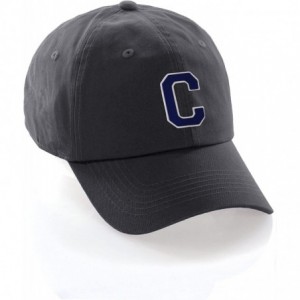 Baseball Caps Custom Hat A to Z Initial Letters Classic Baseball Cap- Charcoal Hat White Navy - Letter C - CA18ETC9HDZ $25.73