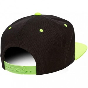 Baseball Caps Yupoong Premium Classic Snapback Hat - Flat Brim- Adjustable Ballcap w/Hat Liner - Black/Neon Green - CD18GYA4I...