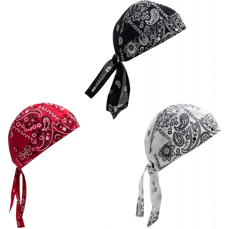 Skullies & Beanies Skull Caps - 100% Cotton in Patterned and Plain Colors- Pack of 3 - Paisley - CA17XQ9459G $14.97