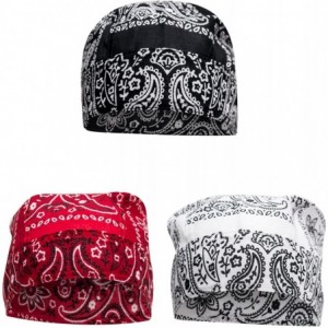 Skullies & Beanies Skull Caps - 100% Cotton in Patterned and Plain Colors- Pack of 3 - Paisley - CA17XQ9459G $14.97