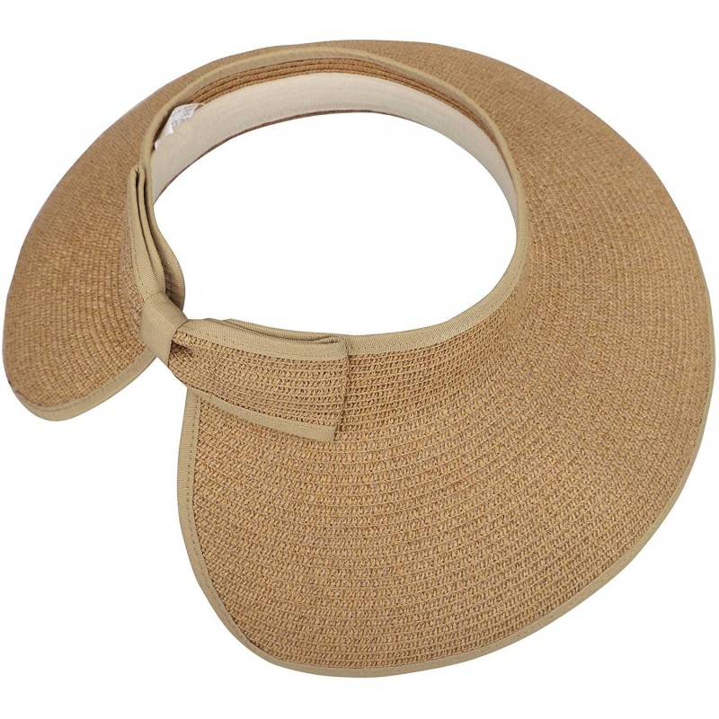 Sun Hats Spring/Summer Classics Edition Straw Roll-able Sun Visor Hat - Natural - CU18DN5I0AM $13.85