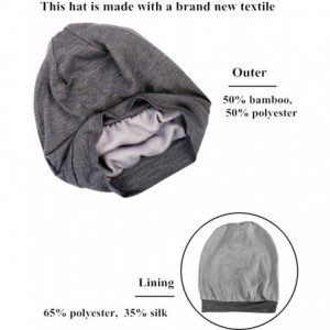 Skullies & Beanies Satin Silk Lined Sleep Cap Beanie Slap Hat - Gifts for Women - Dark Grey - CT18KEAS9R8 $10.73