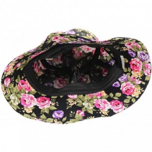 Bucket Hats Unisex 100% Cotton Packable Bucket Hat Sun hat for Men Women - Flowers Black - CO18RLR4ZE4 $7.74