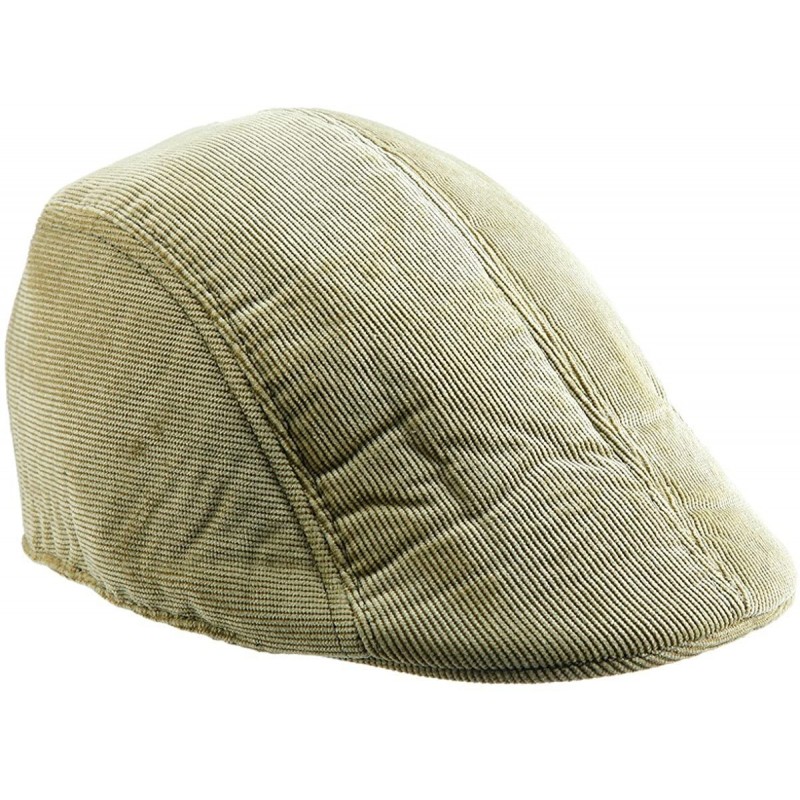 Newsboy Caps Newsboy Hats for Men-Plain Stripe Beret Cabbie Driving Gatsby Flat Cap - Style 1 Khaki(corduroy) - CW12N2KNL8O $...