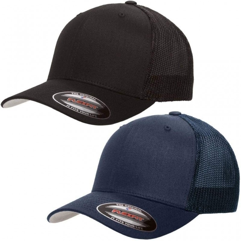 Baseball Caps Flexfit Trucker Hat for Men and Women - Breathable Mesh- Stretch Flex Fit Ballcap w/Hat Liner - CB18EW4OAAW $22.02