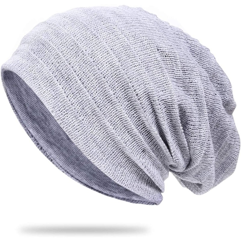 Skullies & Beanies Mens Slouchy Beanie Hat Summer Oversized Knit Cap for Women Winter Skull Cap B309 - Xzz-light Gray - CQ18Z...