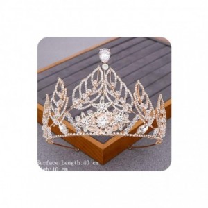 Headbands Luxurious Bridal Crowns And Tiaras Gold Tiara Crystal Rhinestone Wedding Crown-Light Gold6 - Light Gold6 - C21920NM...