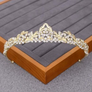 Headbands Luxurious Bridal Crowns And Tiaras Gold Tiara Crystal Rhinestone Wedding Crown-Light Gold6 - Light Gold6 - C21920NM...