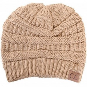Skullies & Beanies Trendy Warm Chunky Soft Stretch Cable Knit Beanie Skull Cap Hat - Camel - CE185R48LWE $9.15