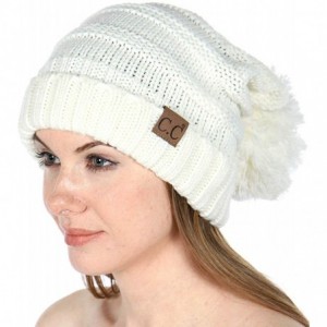 Skullies & Beanies Beanie for Women - Fur Pom Pom Hat Beanie hat for Women- Soft Warm Cable Winter Hats for Women - CJ187WORM...