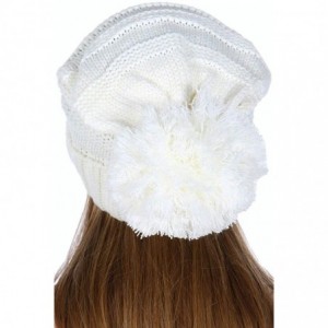 Skullies & Beanies Beanie for Women - Fur Pom Pom Hat Beanie hat for Women- Soft Warm Cable Winter Hats for Women - CJ187WORM...