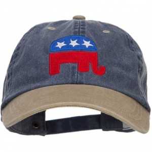 Baseball Caps Republican Elephant USA Embroidered Two Tone Cap - Navy Khaki - CS124YMHYLJ $41.15